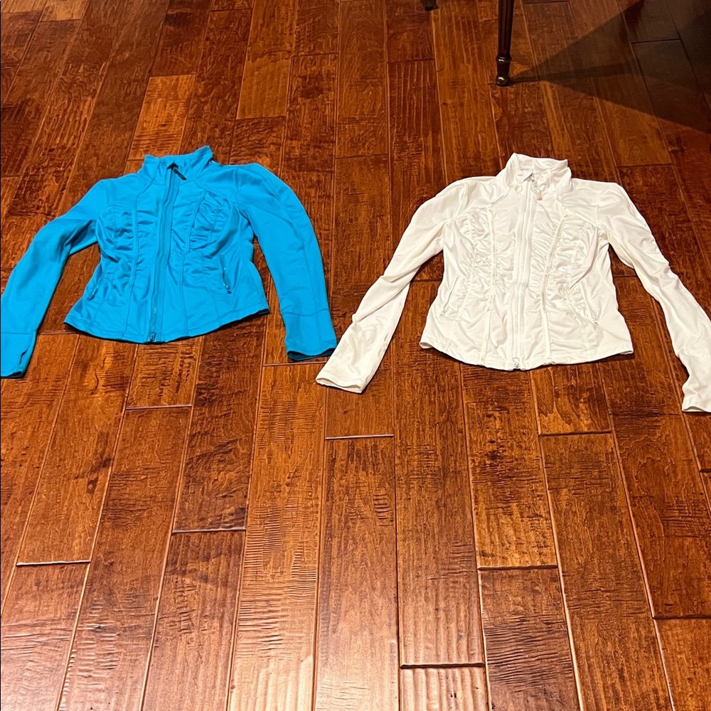 Zella Blue and White Bomber Jackets